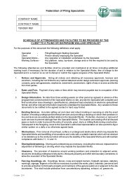 Schedule of attendances and facilities to be provided by the client to a piling or diaphragm walling specialist