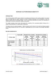 Working platform design sensitivity