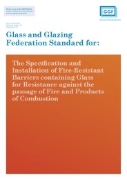 Specification and installation of fire-resistant barriers containing glass for resistance against the passage of fire and products of combustion