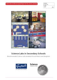 Science labs in secondary schools. Recommended science lab standards for architects and designers