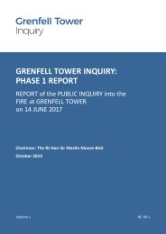 Grenfell Tower Inquiry: Phase 1 report. Report of the public inquiry into the fire at Grenfell Tower on 14 June 2017. Volume 1