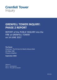 Grenfell Tower Inquiry: Phase 2 report. Report of the public inquiry into the fire at Grenfell Tower on 14 June 2017. Volume 1. Part 1 - Introduction. Part 2 - The path to disaster