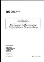 RMMS Manual: Contents and introduction: User manual for the Highways Agency's Routine maintenance management system (includes Amendment 1 dated Feb 2001)