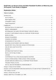 Draft policy on service areas and other roadside facilities on motorway and all-purpose trunk roads in England - explanatory notes