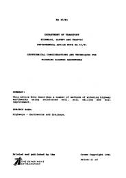 Geotechnics and drainage. Earthworks. Geotechnical considerations and techniques for widening highway earthworks (Withdrawn)