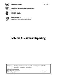 Assessment and preparation of road schemes. Assessment of road schemes. Scheme assessment reporting