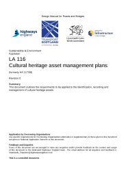 Sustainability and environment. Appraisal. Cultural heritage asset management plans (formerly HA 117/08)