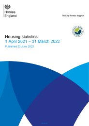 Housing statistics. 1 April 2021 - 31 March 2022