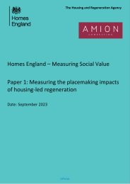 Homes England - measuring social value. Paper 1: measuring the placemaking impacts of housing-led regeneration