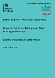 Homes England - measuring social value. Paper 5: environmental impact of new housing development. Background research compendium