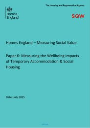 Homes England - measuring social value. Paper 6: measuring the wellbeing impacts of temporary accommodation and social housing