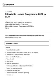Affordable Homes Programme 2021 to 2026