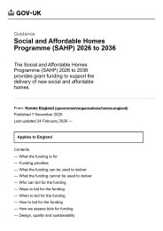 Social and Affordable Homes Programme (SAHP) 2026 to 2036