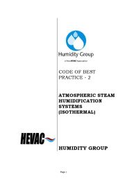 Code of best practice - 2 - Atmospheric steam humidification systems (isothermal)