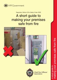 Regulatory reform (fire safety) order 2005. A short guide to making your premises safe from fire