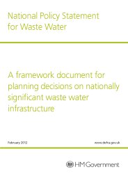National policy statement for waste water - a framework document for planning decisions on nationally significant waste water infrastructure