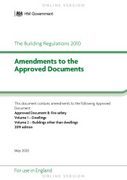 Amendments to the Approved Documents. This document contains amendments to the following Approved Document: Approved Document B: Fire safety. Volume 1 - Dwellings. Volume 2 - Buildings other than dwellings. 2019 edition. May 2020. For use in England