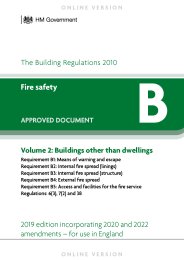 Fire safety - Volume 2: Buildings other than dwellings. 2019 edition incorporating 2020 and 2022 amendments (For use in England)