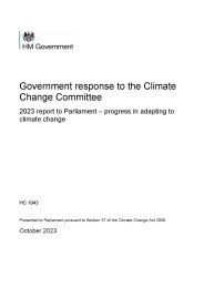 Government response to the Climate Change Committee. 2023 report to Parliament - progress in adapting to climate change