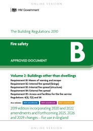 Fire safety - Volume 2: Buildings other than dwellings. 2019 edition incorporating 2020 and 2022 amendments and forthcoming 2025, 2026 and 2029 changes (For use in England)