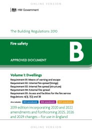 Fire safety - Volume 1: Dwellings. 2019 edition incorporating 2020 and 2022 amendments and forthcoming 2025, 2026 and 2029 changes (For use in England)