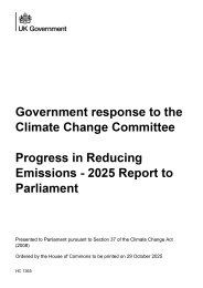 Government response to the Climate Change Committee. Progress in reducing emissions - 2025 report to Parliament (HC 1365)