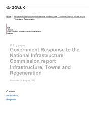 Government response to the National Infrastructure Commission report Infrastructure, towns and regeneration