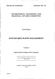Sustainable waste management (HC 484-I of session 1997-98)