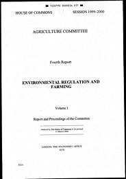 Environmental regulation and farming (HC 212-I of session 1999-00)