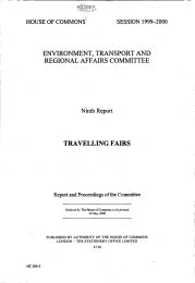 Travelling fairs (HC 284-I of session 1999-2000)