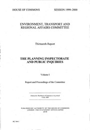 Planning Inspectorate and public inquiries (HC 364-I of session 1999-2000)