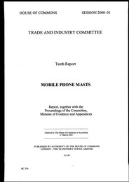 Mobile phone masts (HC 330 of session 2000-01)