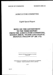 Reply by the government to the third report from the Agriculture Committee, session 2001-01, "Flood and coastal defence: follow up" (HC 172). (HC 437 of session 2000-01)