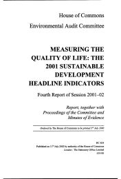 Measuring the quality of life: the 2001 sustainable development headline indicators (HC 824 of session 2001-02)