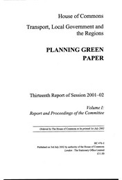 Planning green paper (HC 476-I of session 2001-02)