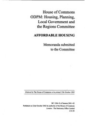 Affordable housing (HC 1206-II of session 2001-02)