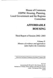 Affordable Housing (HC 75-II of session 2002-03)