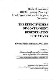 Effectiveness of Government regeneration initiatives (HC 76-II of session 2002-03)