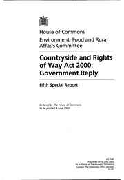 Countryside and rights of way act 2000: Government reply (HC 748 of session 2002-03)