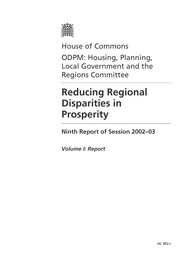 Reducing regional disparities in prosperity (492-I of session 2002-03)
