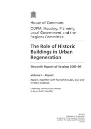 Role of historic buildings in urban regeneration (HC 47-I of session 2003-04)