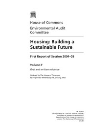 Housing: Building a sustainable future report (HC 135-II of session 2004-2005)