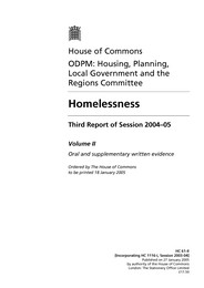 Homelessness (HC 61-II of session 2004-05)