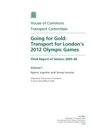 Going for gold: transport for London's 2012 Olympic Games (HC 588-I of session 2005-06)