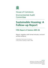 Sustainable housing: a follow-up report (HC 779 of session 2005-06)
