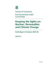 Keeping the lights on - nuclear, renewables and climate change (HC 584-I of session 2005-06)