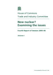 New nuclear? Examining the issues (HC 1122-I of session 2005-06)