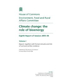 Climate change - the role of bioenergy (HC 965-I of session 2005-06)