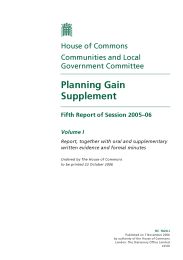 Planning gain supplement (HC 1024-I of session 2005-06)