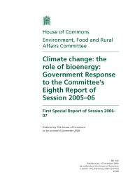 Climate change - the role of bioenergy: Government response to the committee's eighth report of session 2005-06 (HC 131 of session 2006-07)